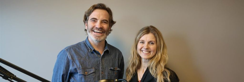 Ivar Goksøyr og Inger Tove van der Vooren under innspilling av podcasten "Folk og fag"