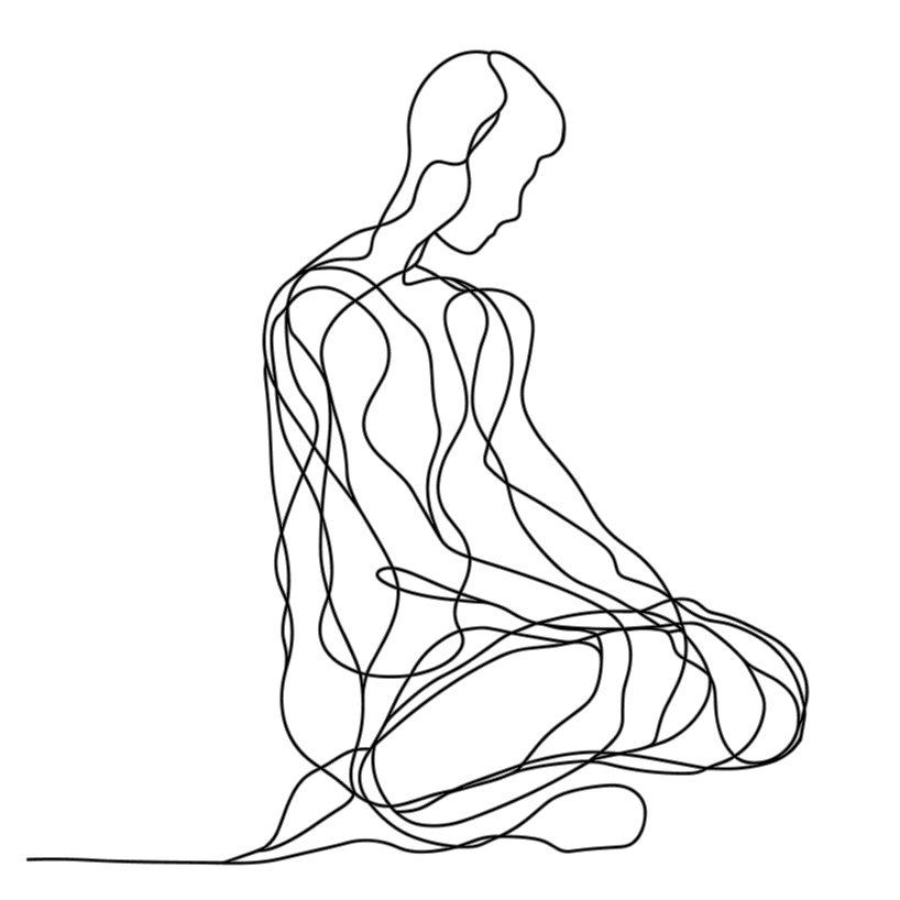 Illustration of individual sitting on the ground